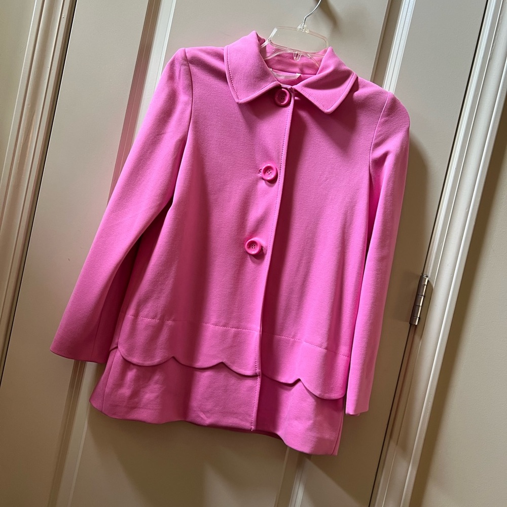 💕Pink Kate Spade Girls Long, Collared Jacket Size 12Y💕